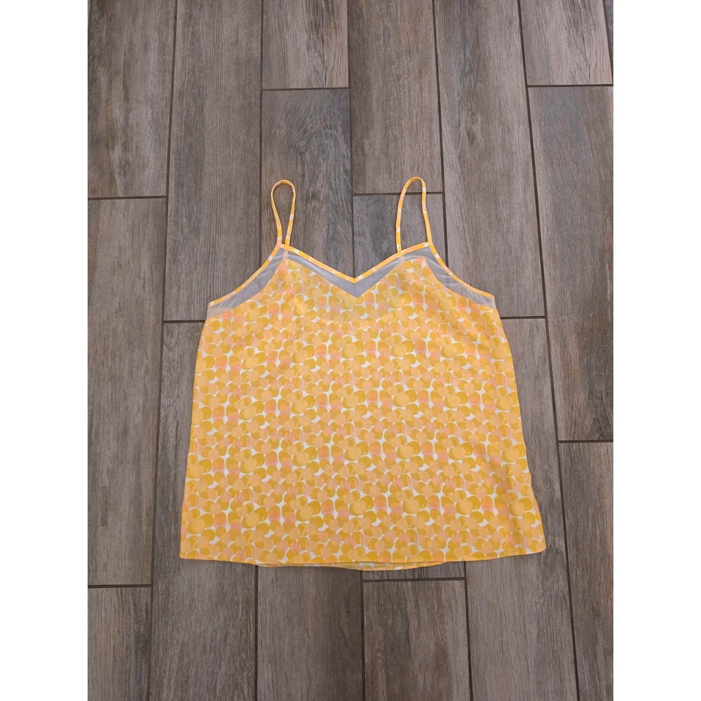 Nine West Womens Yellow Orange Abstract Dot Print V-Neck Camisole Top Size M